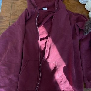 maroon zip up hoodie